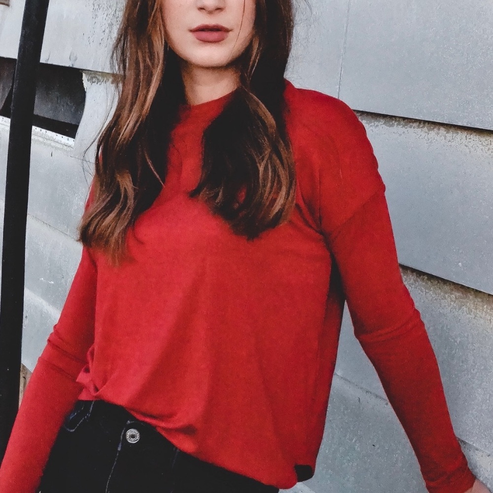 Madewell Vibrant Red Long Sleeve Tee